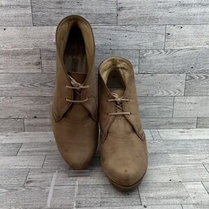 Paul Green Shoes Womens Size 7 Beige Leather Lace Up High Heel Booties Austria